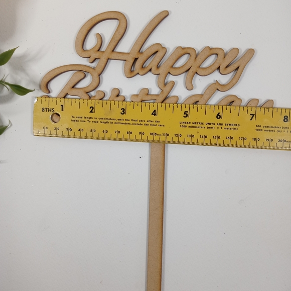 Pink Happy Birthday Cake Topper. Wooden Birthday Cake topper. Cake decoration. - Picture 7 of 8